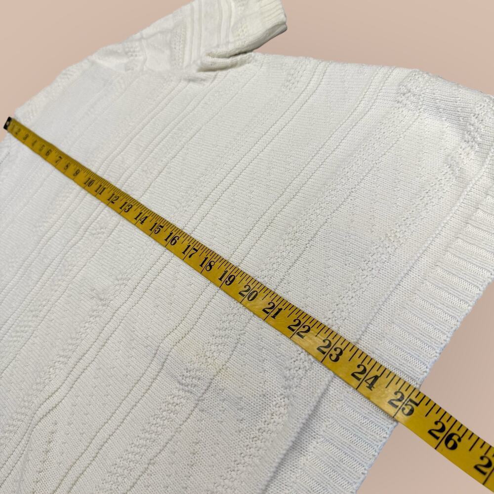 Classic Elements Vintage Short Sleeves Cotton Cable Knit Sweater Womens L White - Picture 11 of 12